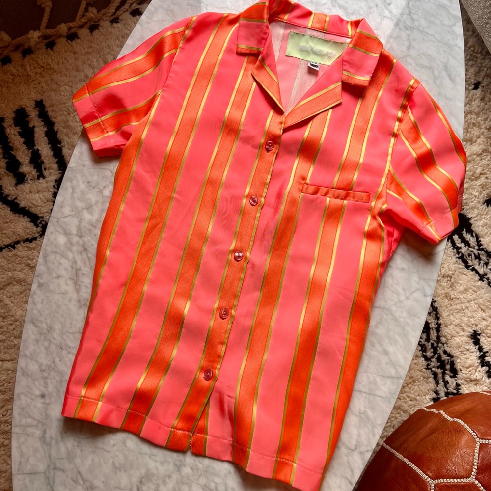 Mia Vesper big box bowling shirt in beach ball - XS